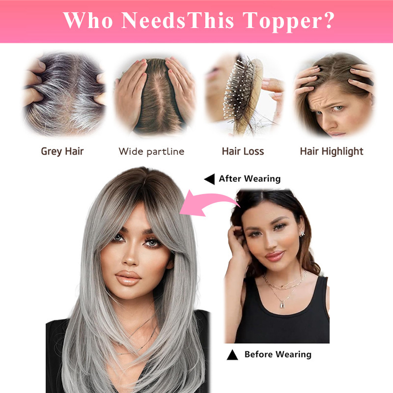 Amazonクロスボーダー欧米人毛レディースヘアピース 白髪カバー・増毛・ふわふわ・高頭頂ヘアピース|undefined