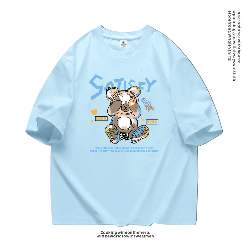 Couple style cartoon printed short sleeved men's T-shirt, summer new style, loose and trendy casual clothes for_voghion.com