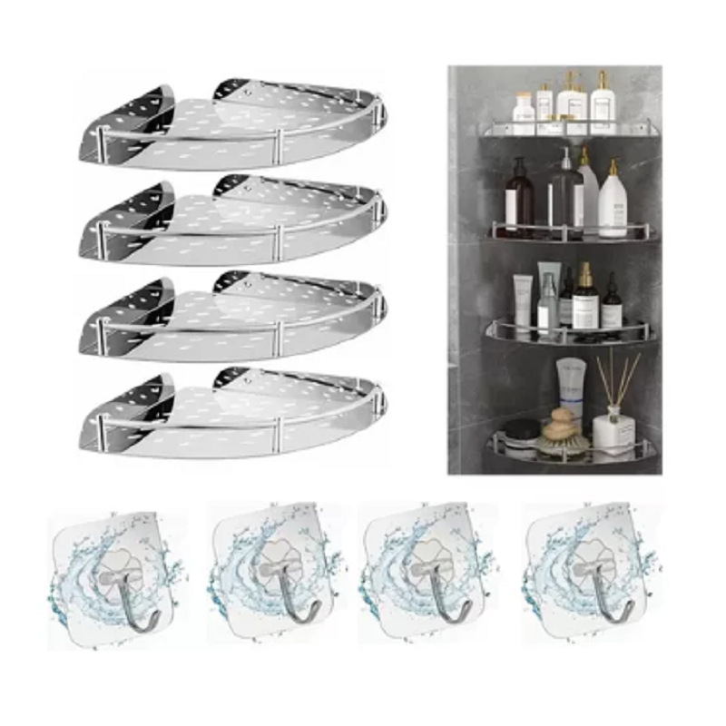 Cross-Border Stainless Steel Tripod Bathroom Kitchen Storage Shelf Hotel Bathroom Multi-Functional Corner Storage Export