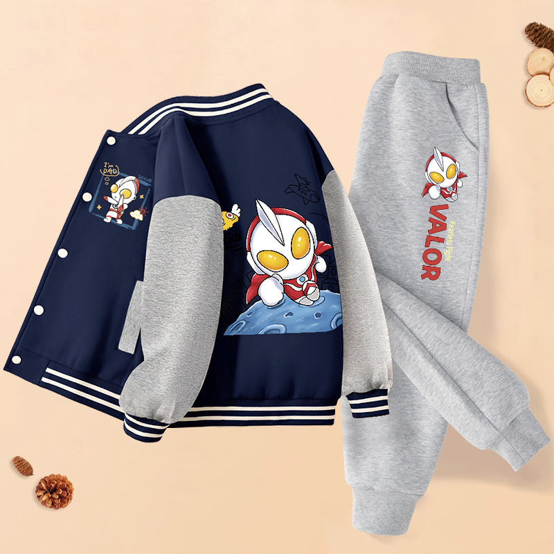 Boys' Two-Piece Set 2026 New Spring and Autumn Style Children's Baseball Jacket and Pants, Stylish Clothes for Older Boys
