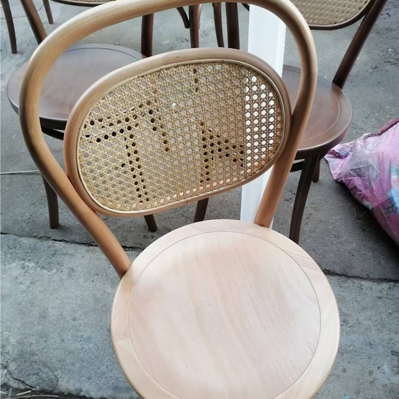 北欧实木藤编餐椅侘寂风餐厅咖啡厅复古椅简约靠背家用设计师椅子|undefined