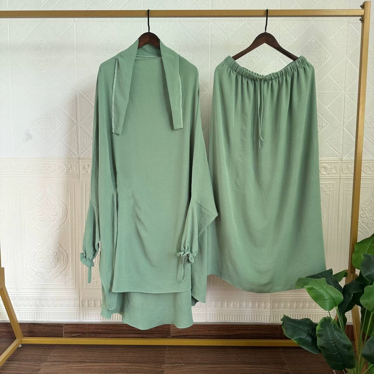 Set, long-sleeve, dress, European style, 2 piece set