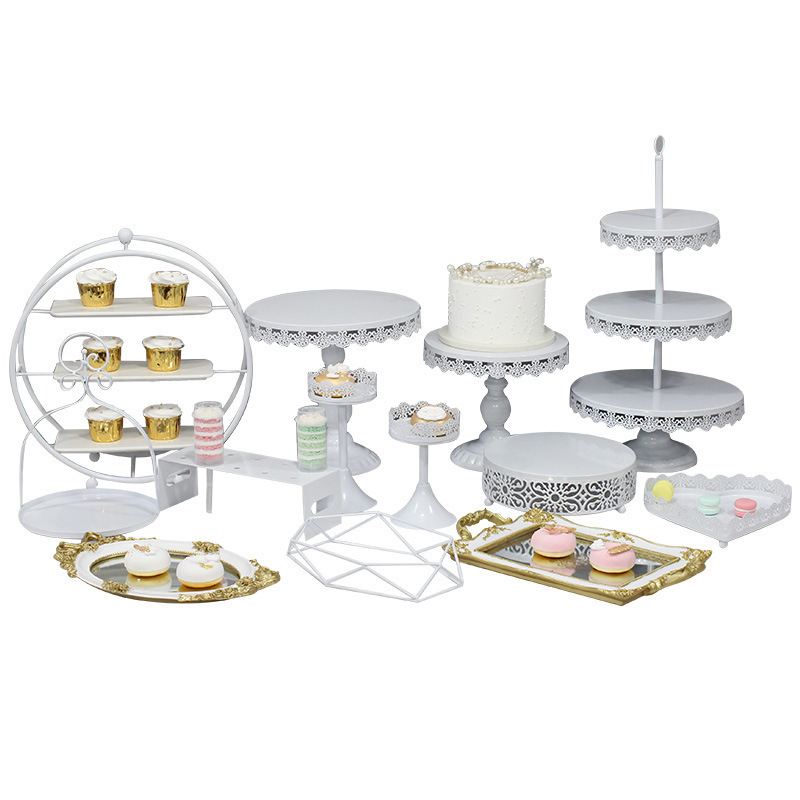 Tabla de postres europea decoración estante de exhibición platos de postres comida fría mesa de té estante de pastel rack de té de la tarde image 6