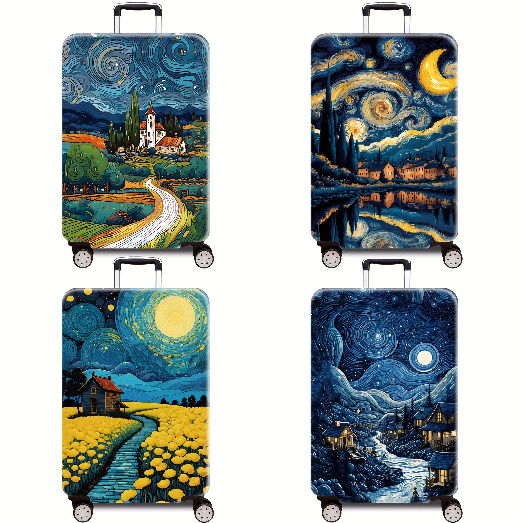 Yiwu Jit Warehouse Delivery Oil Painting Style Suitcase Protective Cover Temushein Amazon Etsypod Cross-Border Ozon