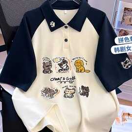 仅用于产品展示勿拍-少女大童POLO领短袖t恤夏季新款初高中学生洋