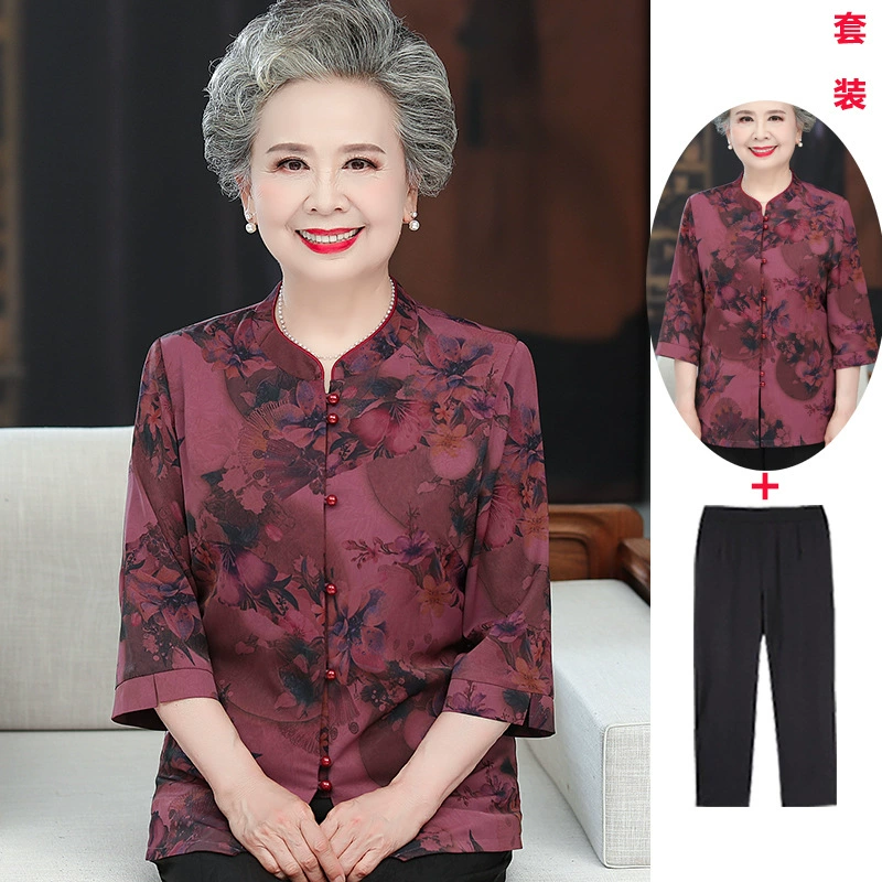 Женская рубашка с длинными рукавами среднего и пожилого возраста