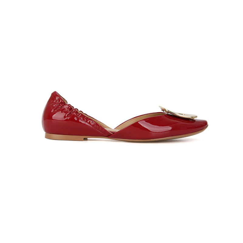 Zapatos Planos con Hebilla Metálica Retro Francesa, Verano 2025, Nuevos Zapatos de Ballet Planos con Pliegues y Huecos para Mujer