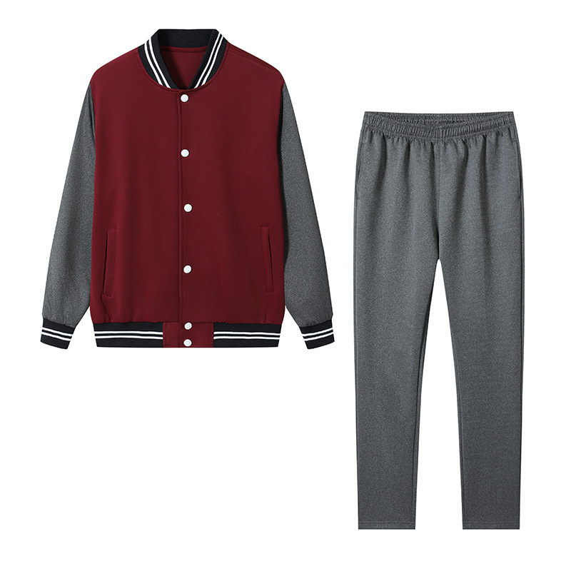 春秋季中小学生校服套装三件套初中生高中蓝白运动服酒红外套上衣|undefined