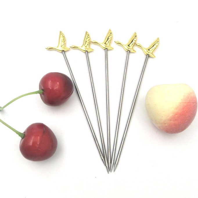 304 de acero inoxidable ensalada vino cóctel aguja decorativa animal fruta palo transfronteriza con una variedad de ventas directas de la fábrica