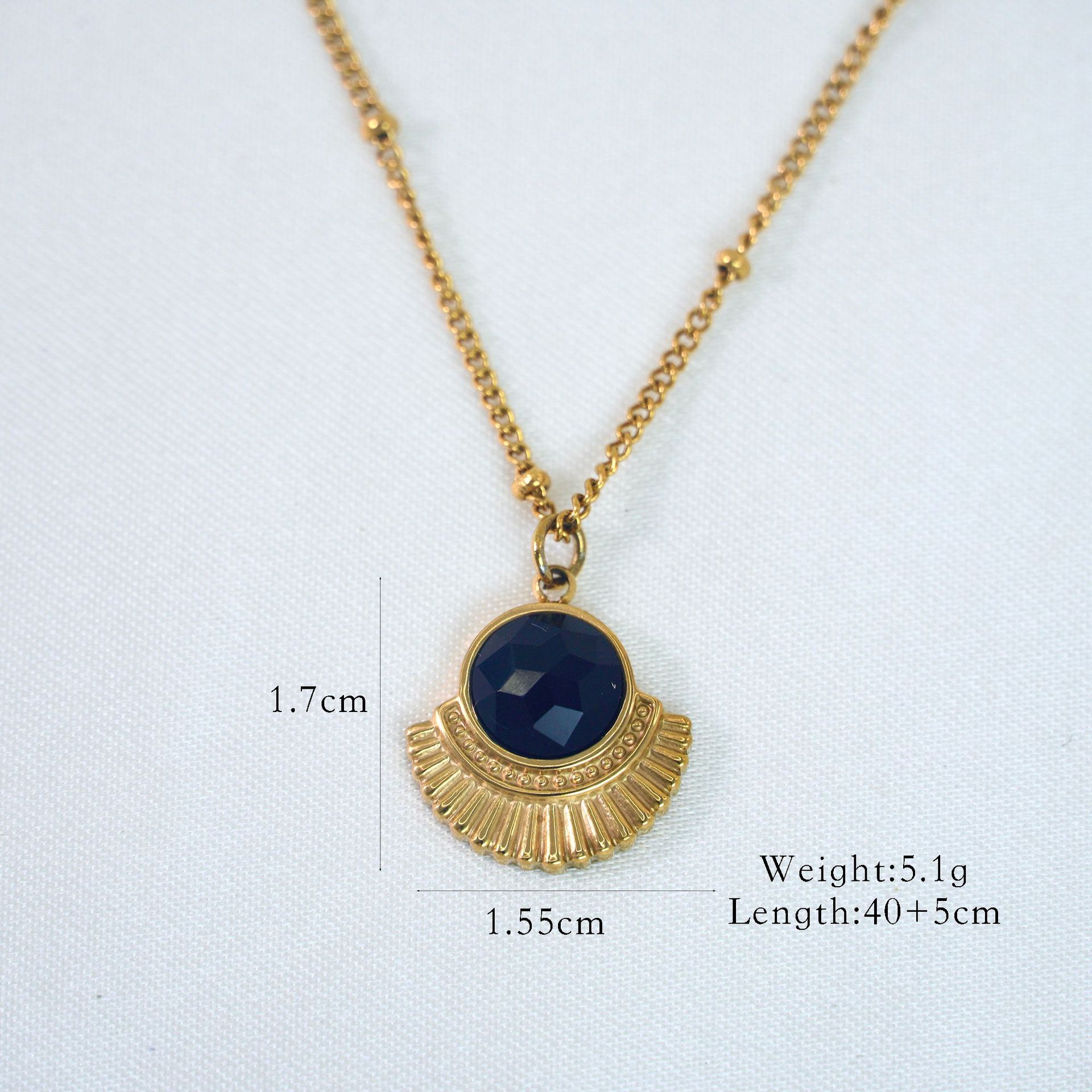 Simple Style Moon Natural Stone Titanium Steel Necklace In Bulk display picture 9