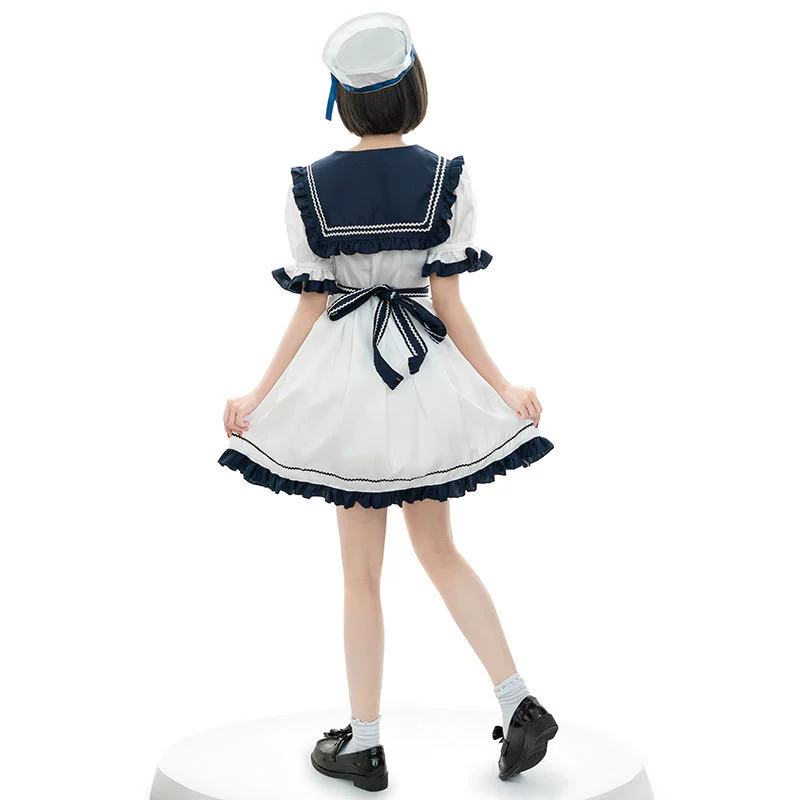 Японское милое индиго платье с бантом, стильLolita