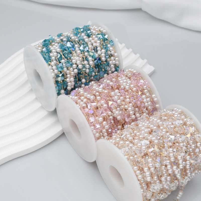 DIY 쥬얼리 체인 핑크 크리스탈 나비 체인 팬 술 액세서리 수제 보석 소재 순수 구리 색상 보존