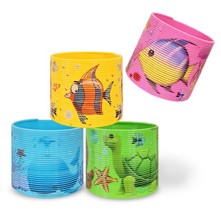 7.5CM marine animal rainbow ring cross-border stall children's toy elastic ring Spring Magic stacked color ring