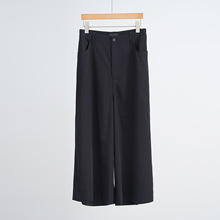 意大利BC源单带标版本 D制面料精纺羊毛混纺轻奢极简通勤阔腿裤女