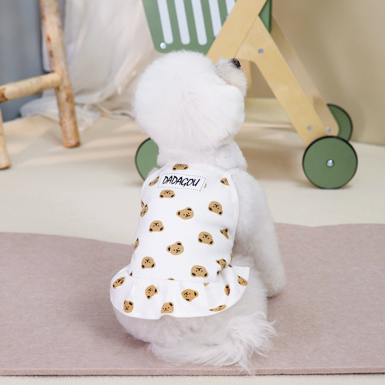 Cute Summer Bear Print Vest For Cats Comfortable Polyester Fabric_voghion.com