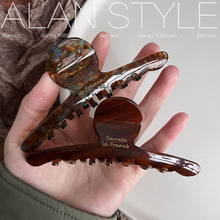 醋酸咖啡色抓夹森系美拉德发夹女后脑勺鲨鱼夹子大号发抓夹头饰品