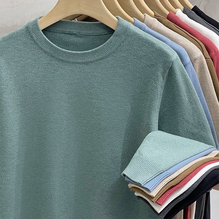 Sweater Men's Round Neck Solid Color Inner Base Shirt 2023 Spring and Autumn New Business Casual Sweater Men's Winter Sweater