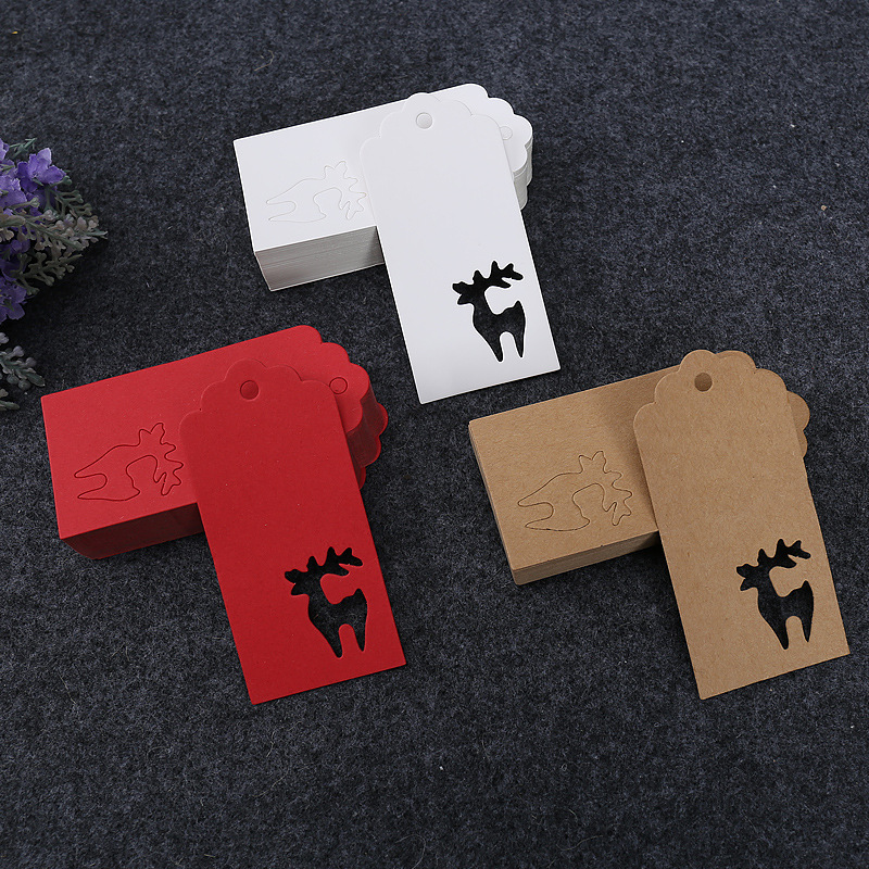圣诞节装饰吊牌礼物包装卡片圣诞树麋鹿亚马逊牛皮纸diy空白吊牌