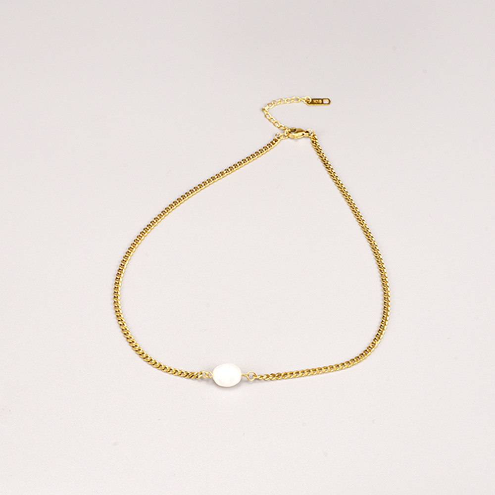 Simple Perle En Acier Titane 18k Or Collier Clavicule Chaîne En Gros display picture 1