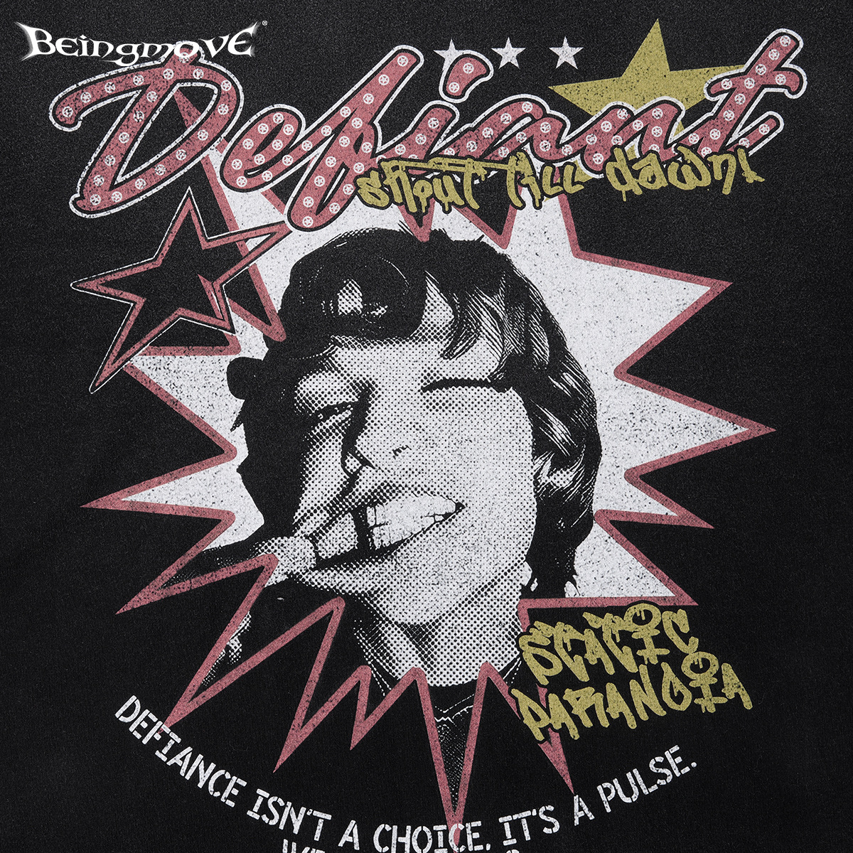 Calle secada| Verano estilo americano retro punk callejero estampado retrato de manga corta suelta hacer camiseta de hombro viejo