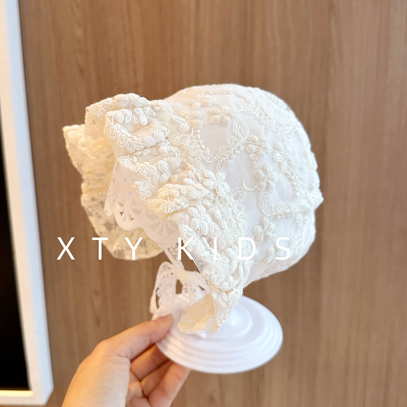 Primavera y verano delgada permeable encaje sombrero para bebés princesa sombrero de corte sombrero dulce sombrero de bebé
