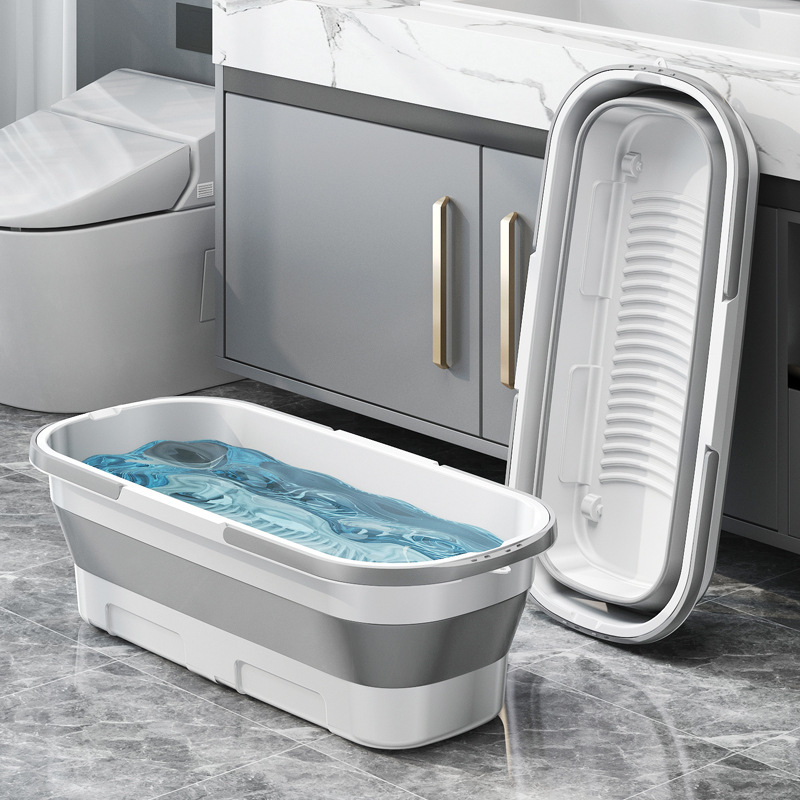 Portable Foldableable Mop Bucket Household Washing Mop Car Plastic Bucket Outdoor Rinsing Mop Single Bucket Drain Basin