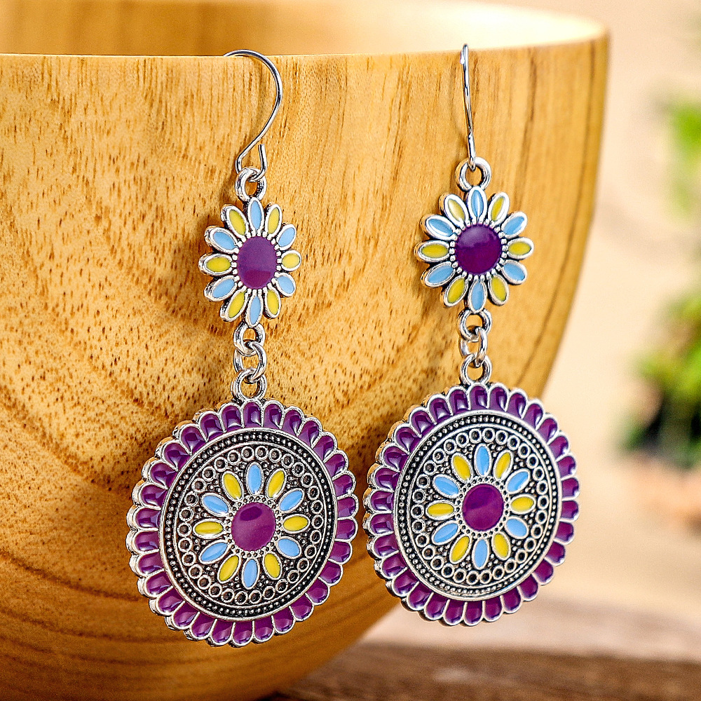 14g Weight Alloy Ear Needle Material Drop Earrings Classification 1 Pair Quantity Daily, Street Occasion Zinc alloy Material Geometric Pattern All Seasons Season Women's Gender Polished Finish Retro Style 1 Pair Retro Geometric Zinc Alloy Drop Earrings 3
