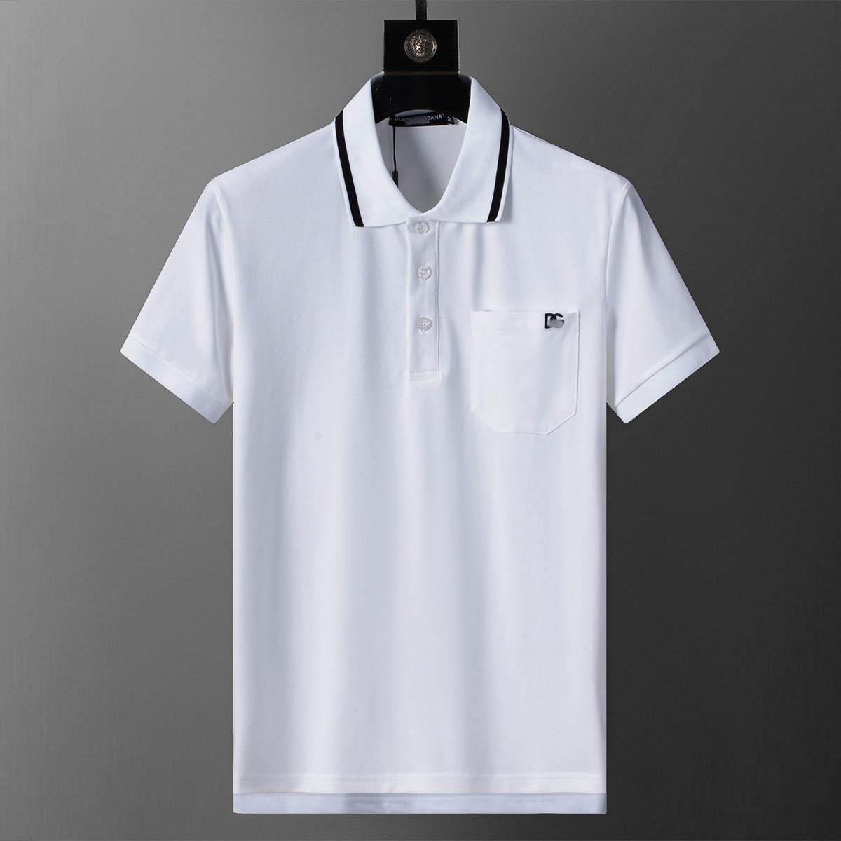 SS25 nueva estación europea de verano de alta calidad de hombre con solapa de algodón perla camisa polo de manga corta