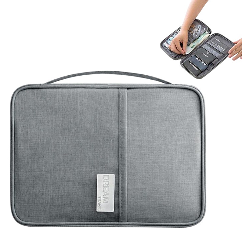 Bolsa de pasaporte de viaje grande bolsa de documento de viaje al extranjero bolsa de embrague impermeable a prueba de polvo portátil titular de la tarjeta billetera