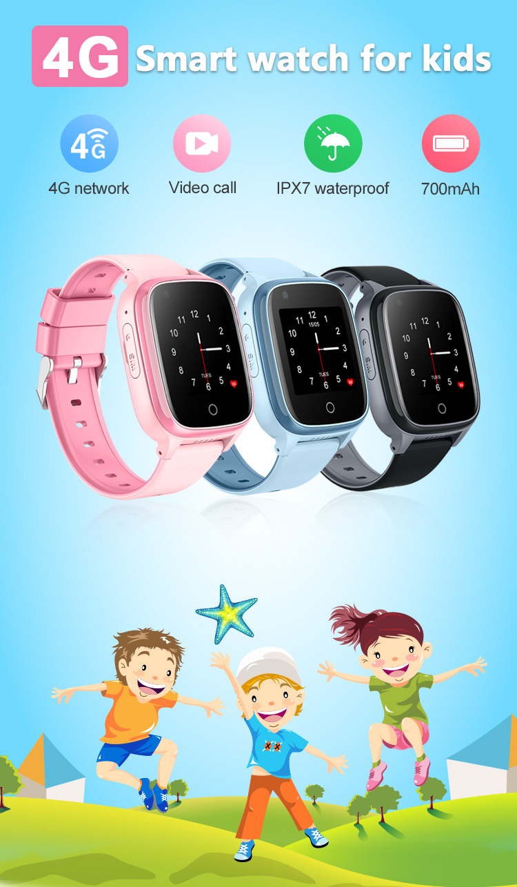 Barnklocka smartwatch 4g med gps vattentät klocktelefon_voghion.com