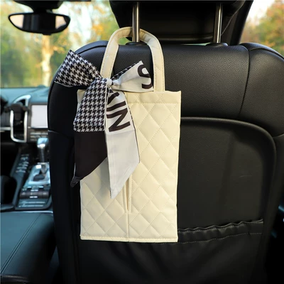 Goddess Car Decoration Supplies, Car tissue box/set - rice-hanging-rhombus-houndstooth-ribbon