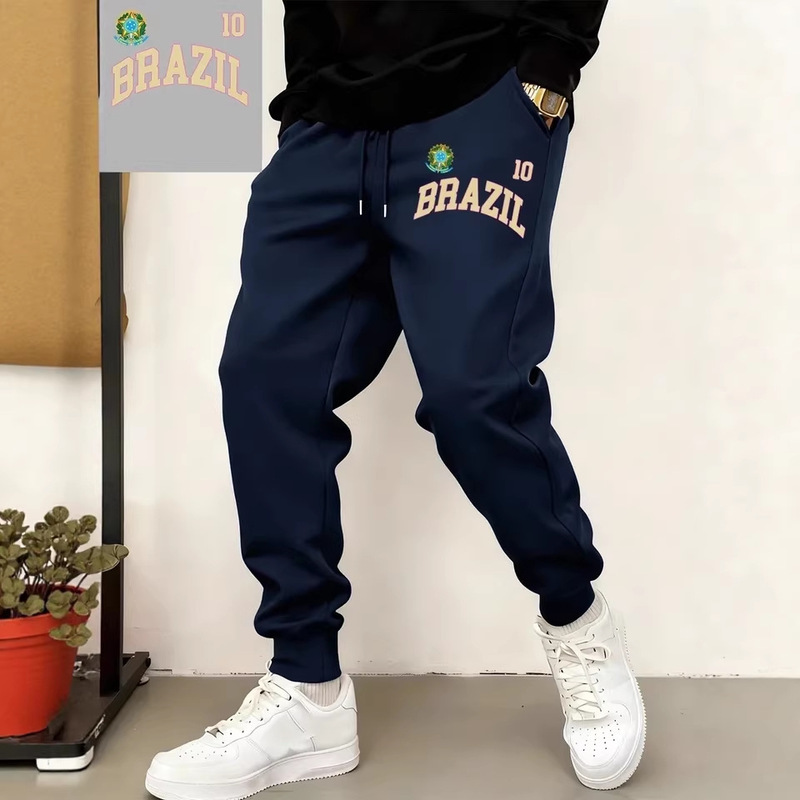 Brazilian Flag Print Sweatpants for Men, Winter Comfortable Pants, Basic Loose Pocket Joggers, Casual Fleece Brazilian Flag Print Sweatpants for Men, Winter Comfortable Pants, Basic Loose Pocket Joggers, Casual Fleece