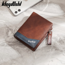 新款PU皮革多功能拉链短款男士钱包围链包批发美金皮夹卡片零钱包