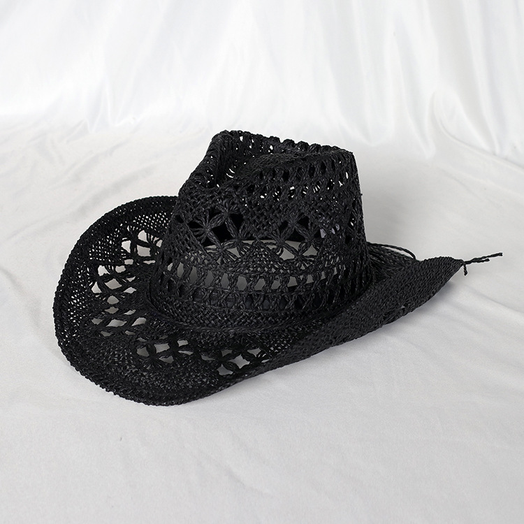 Simple Style Style Crimping Rim Unisex Simple Style Solid Color Hollow Out Crimping Straw Hat