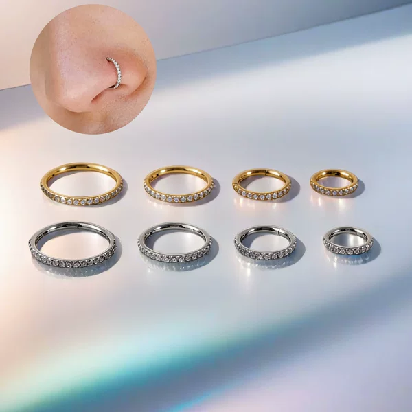 Cnc Factory Direct Delivery Stainless Steel Nose Ring with Side Zirconia Closure Ring, Exquisite Unisex Body Piercing Jewelry