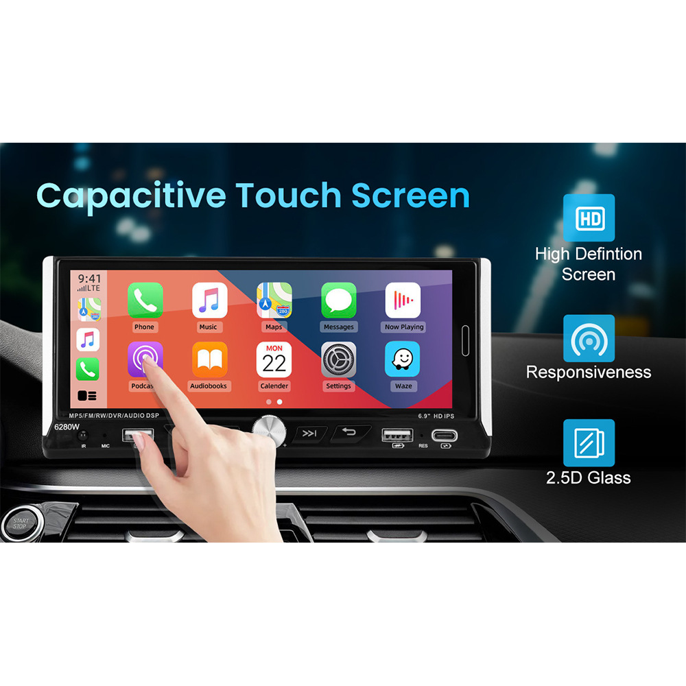 6.9inch Wireless Carplay Single-Core Ips Touch Screen Car Bluetooth Mp5 Player Dual USB Fast Charging 12V