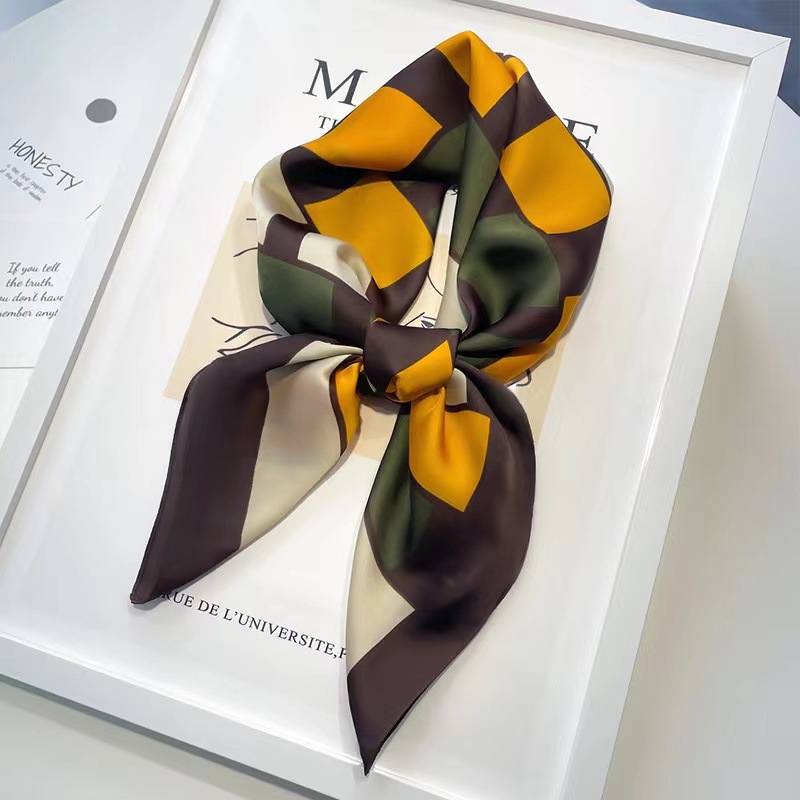 2025 nuevo estilo bufanda de seda mujer 70x70 bufanda cuadrada primavera y otoño moda todo fósforo camisa profesional traje bufanda de etiqueta delgada