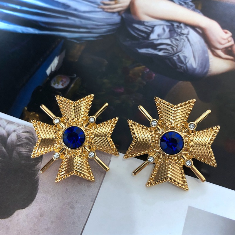 Vintage Geometric Colorful Gemstones Pearls Alloy Earrings Wholesalepicture5