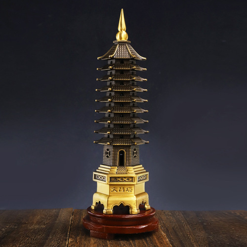 Thickened Brass Machine Pressed Wenchang Tower 99th Floor 1313th Floor Desk Ornaments Bronze Manufacturer Wholesale