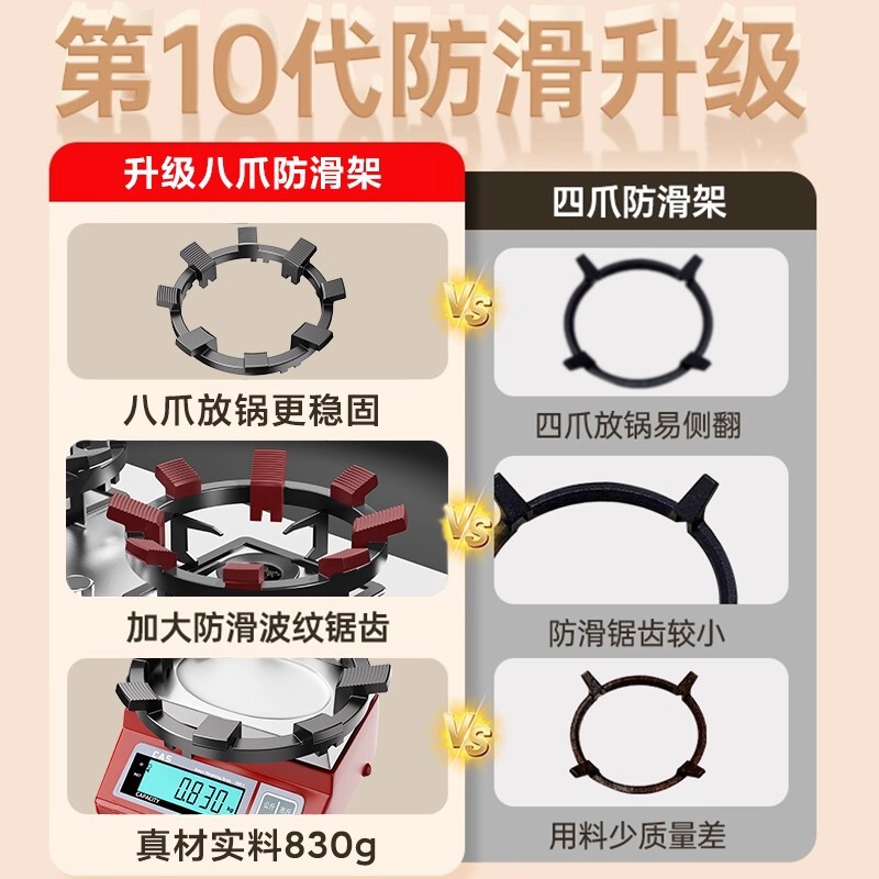 新款家用特厚铸铁煤气灶防风罩防滑支架托燃气通用型聚火挡风灶台|undefined