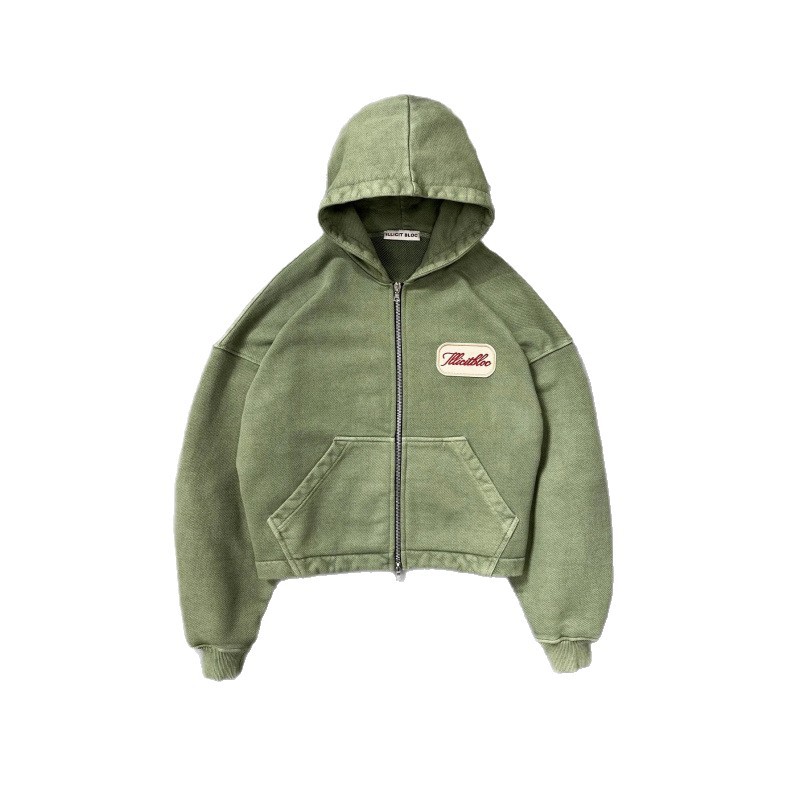 Moletom com capuz e zíper, estilo streetwear retrô unissex, com estampa de letras, caimento solto, jaqueta tipo pulôver para homens e mulheres_voghion.com