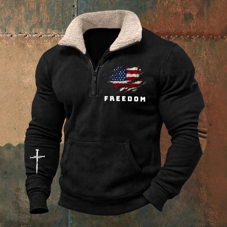 Retro 3d Digitaldruck Herren Sweatshirt Mit Stehkragen Freizeit_voghion.com