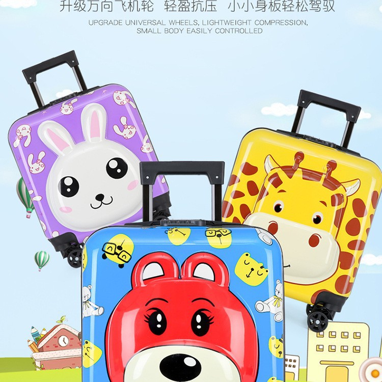 Children's luggage case boarding printable logo18 inch universal wheel suitcase gift wholesale cartoon luggage