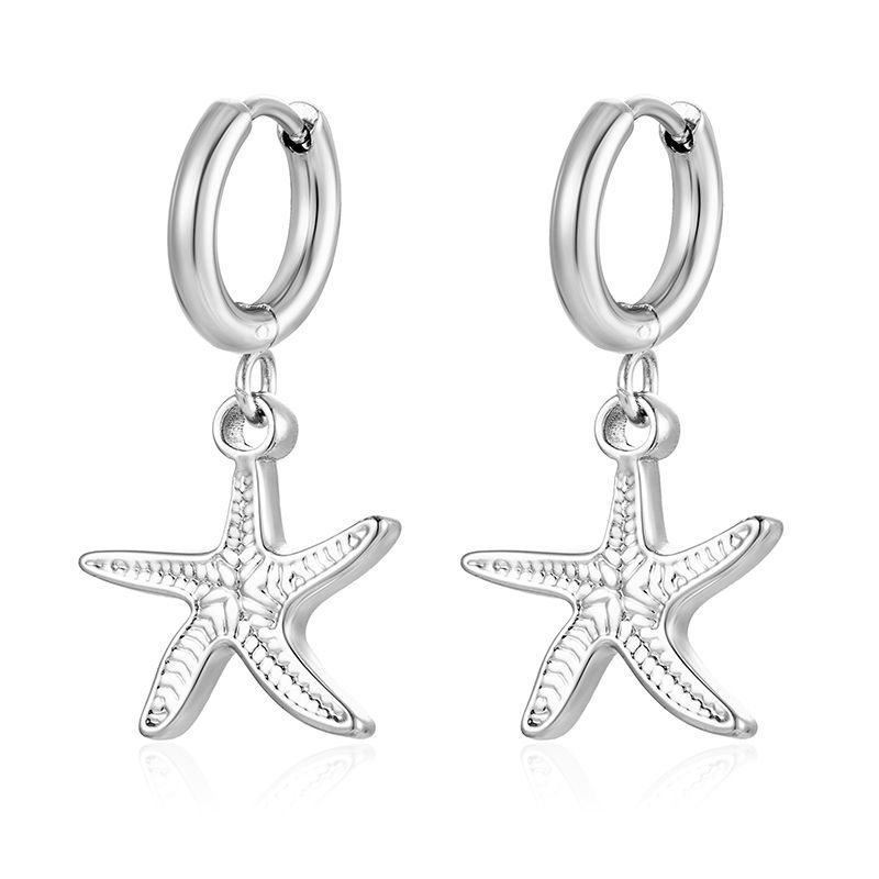 Pendientes colgantes de moda transfronteriza europea y americana, aretes redondos de acero inoxidable de todo fósforo, pendientes simples para mujer de 18K chapados al por mayor