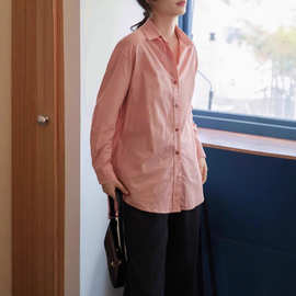 法式宽松百搭玫瑰粉衬衫女长袖上衣春秋季小众新款设计感衬衣通勤
