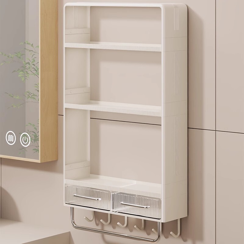 Bathroom Storage Rack Next to the Washbasin, Wall-Mounted Skin Care Product Integrated Storage Mirror Cabinet, Bathroom Punch-Free Storage Artifact Bathroom Storage Rack Next to the Washbasin, Wall-Mounted Skin Care Product Integrated Storage Mirror Cabinet, Bathroom Punch-Free Storage Artifact