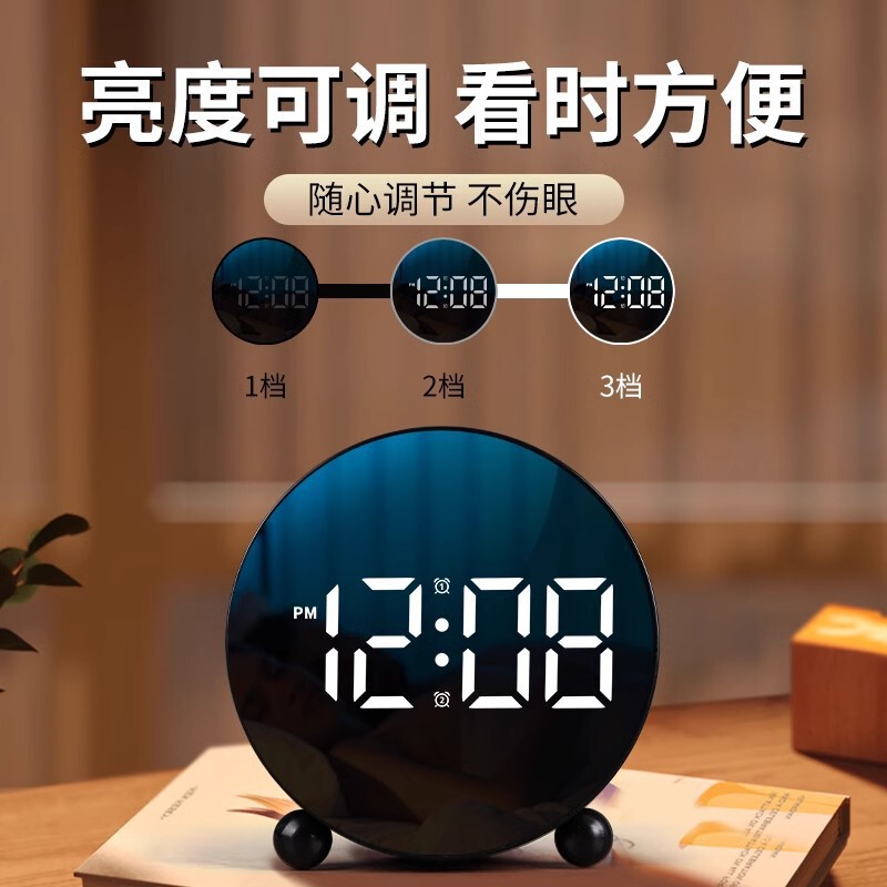 新しいクリエイティブ目覚まし時計シンプルな電子時計LED時計ホームベッド時計温度時計プラスチック時計8895|undefined
