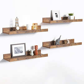 木制墙壁架用于存储图片架一套4个浮动墙壁架木制相框架