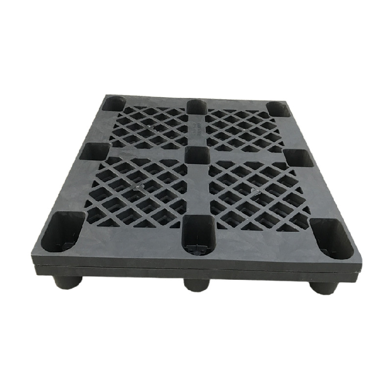 供应二手塑料托盘 黑色一次性出货九脚形卡板 单面网格塑胶栈板