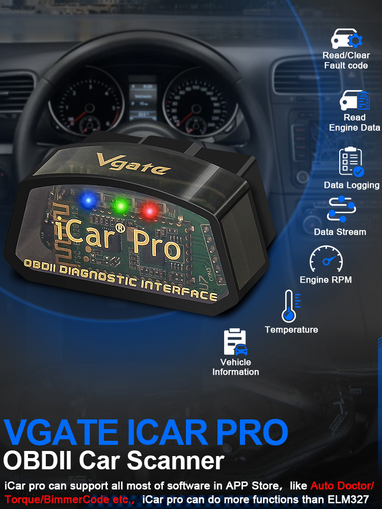 Icar Pro Ble 4.0 Low Power Consumption Bluetooth Wifi Obd Car Fault Diagnosis Device Android Apple
